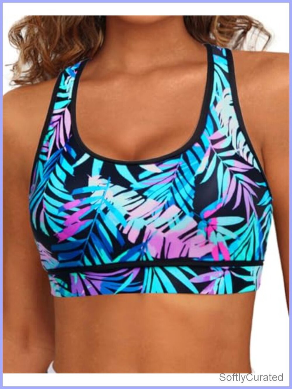 Modest Scoop Neck Racerback Swim Top with Removable Pads